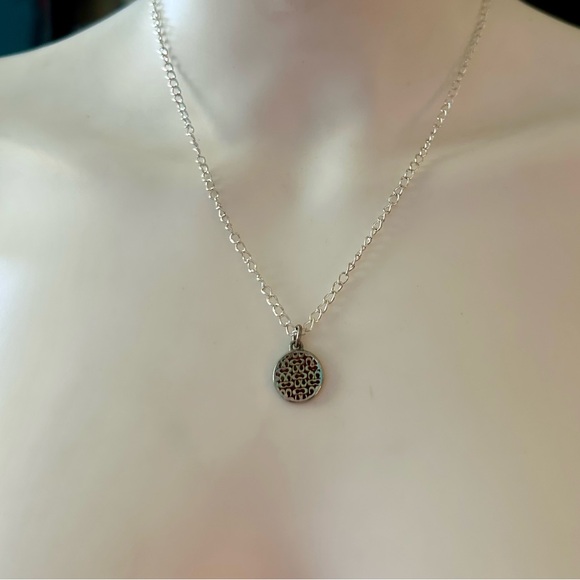 Coach Mini Maroon Resin Signature C Pendant .925 Sterling Silver Necklace - Picture 1 of 6